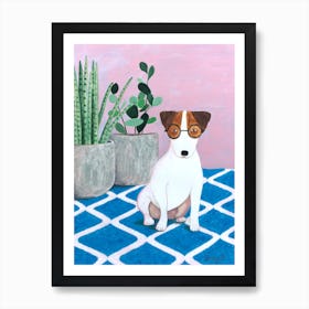 Jack Russell And Plant Art Print