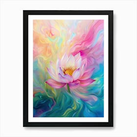 lotus flower swirling colors of light 4 Art Print