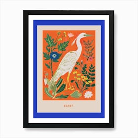 Spring Birds Poster Egret 3 Art Print