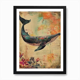 Vintage Whale Kitsch Collage 2 Art Print