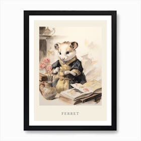 Beatrix Potter Inspired  Animal Watercolour Ferret 2 Art Print