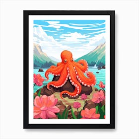 Giant Octopus Kids Illustration 4 Art Print