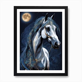 Horse With Moon Art Print