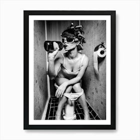 Woman In A Bathroom Art Print