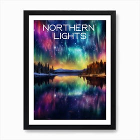 Colourful Finland Northern Lights travel poster Art Print4 Art Print