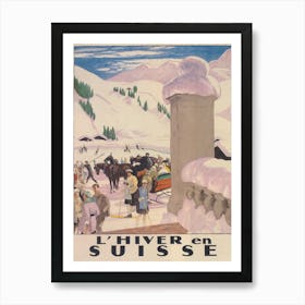 L'Hiver En Suisse Switzerland Vintage Ski Poster 1 Art Print