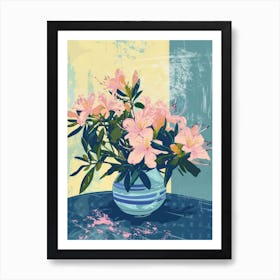 Azalea Flowers On A Table   Contemporary Illustration 2 Art Print