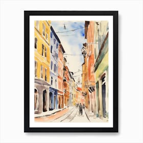 Turin, Italy Watercolour Streets 1 Art Print