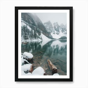 Snowy Lake In Banff National Park Art Print