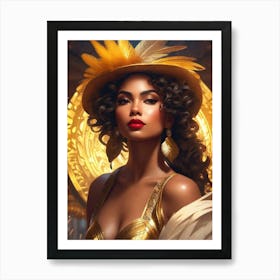 Pretty Mexican Woman in Yellow Art Print