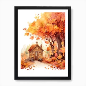 Cute Autumn Fall Scene 50 Art Print