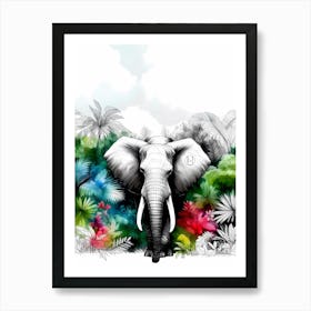 Elefant In The Forest V Art Print