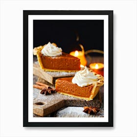 Close Up Of A Warm Homemade Pumpkin Pie Slice Its Creamy Sweet Filling Lightly Dusted With A Spri (1) Art Print