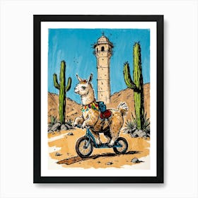 Llama On A Bike 1 Art Print