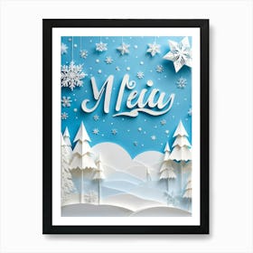 A Festive Greeting Design Winter Themed Typography Converges On A Celebratory Header Decorated Wit Art Print