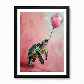 Cute Turtle 1 With Balloon Art Print