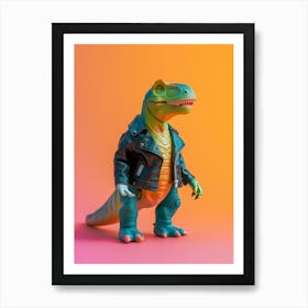 Punky Dinosaur In A Leather Jacket 1 Art Print