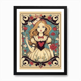 Alice In Wonderland Vintage Playing Card 2 Art Print