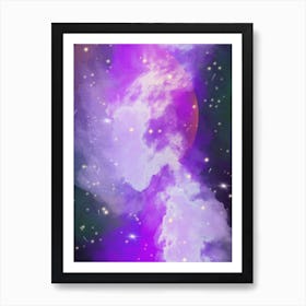 Luminescent space #2 - space neon art, nebula Art Print