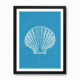 Vintage Sea Shell Silhouette In Ocean Blue Art Print