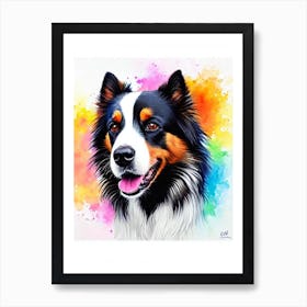 Border Collie Rainbow Oil Painting Dog Art Print