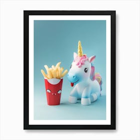 Toy Unicorn Eating Fries Art Print