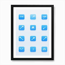 Arrow Icons For A Web Navigation Bar Minimalist Design With A Sleek Translucent Blue Overlay Drop (1) Art Print