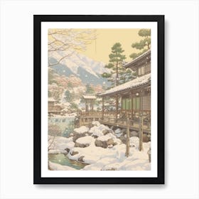 Vintage Winter Illustration Nagano Japan 1 Poster