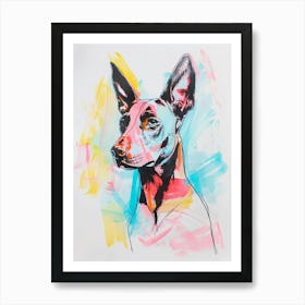 Pinscher Dog Pastel Line Painting 1 Art Print