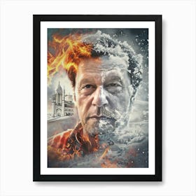 Imran Khan portrait (flames and breeze) Art Print