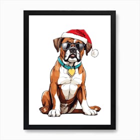 Christmas Boxer Dog (1) Art Print