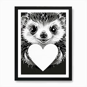 I love Hedgehogs A Hedgehog Holding A Heart Art Print