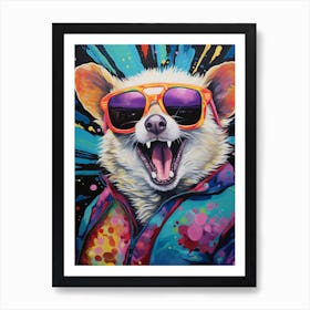  A Possum Wearing Sunglasses Vibrant Paint Splash 4 Art Print