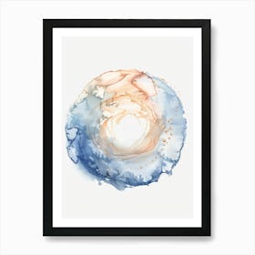 Blue And Orange Watercolor Painting Art Print