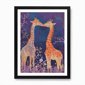 Lilac Giraffe Watercolour Style Illustration 9 Art Print