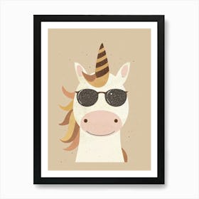 Unicorn With Sunglasses Muted Pastel 4 Art Print