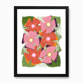 Fresh Pink Red And White Flower Bouquet  Art Print