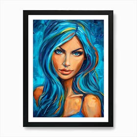 Blue Haired Girl 5 Art Print