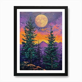 Full Moon In The Mountains 2 Art Print