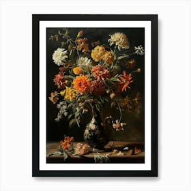 Baroque Floral Still Life Celosia 1 Art Print