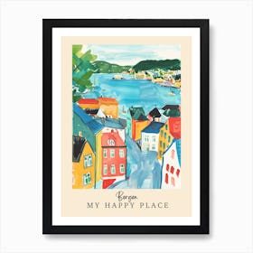 My Happy Place Bergen 3 Travel Poster Art Print