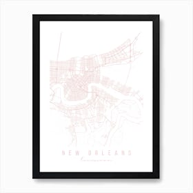 New Orelans Louisiana Light Pink Minimal Street Map Art Print