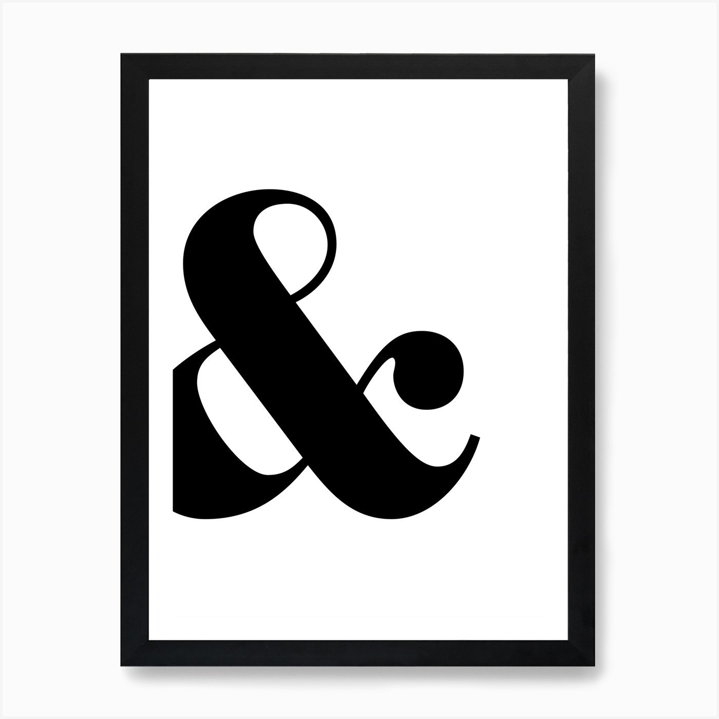 White Ampersand Symbol On Black Art Print