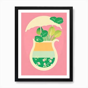 Japanese Slipper Retro Pink Cocktail Poster Art Print