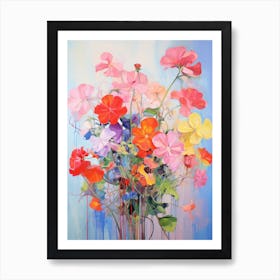 Abstract Flower Painting Geranium 3 Art Print