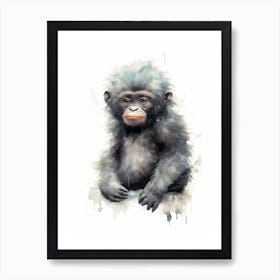 Baby Gorilla Art Watercolour Nursery 7 Art Print