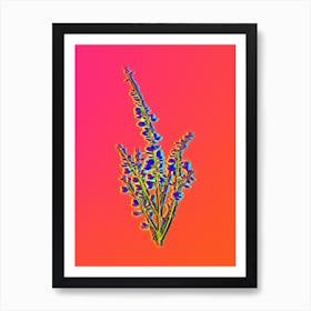 Neon White Broom Botanical in Hot Pink and Electric Blue Art Print