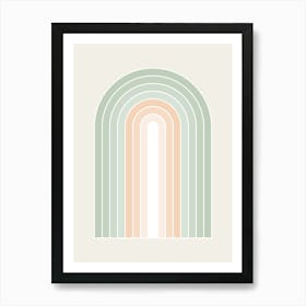 Serene Abstract Mid Century Spring Pastel Rainbow - Sage green, Peach Fuzz Art Print