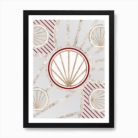 Geometric Abstract Glyph in Festive Gold Silver and Red n.0021 Art Print