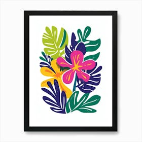 Tropical Leaves And Flowers Art Print